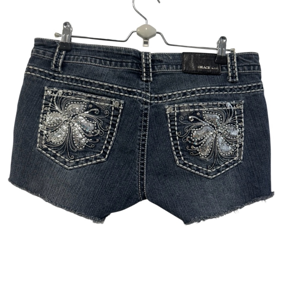 Grace In LA Dark Blue Denim Women Shorts Size 34